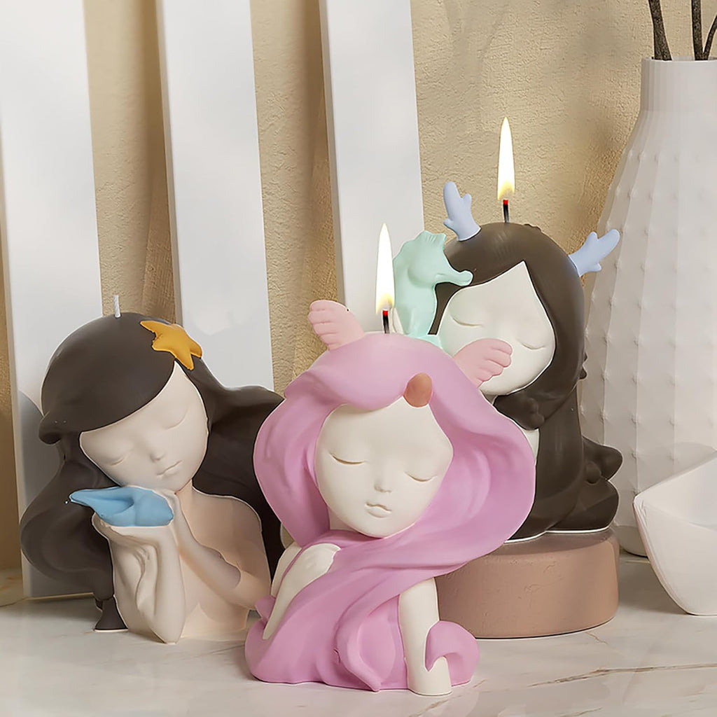 3 Pack Sleep Beauty Candle Mold - Resin Casting Silicone Molds for Home Decor & Candle Making Wave Spiral Mold