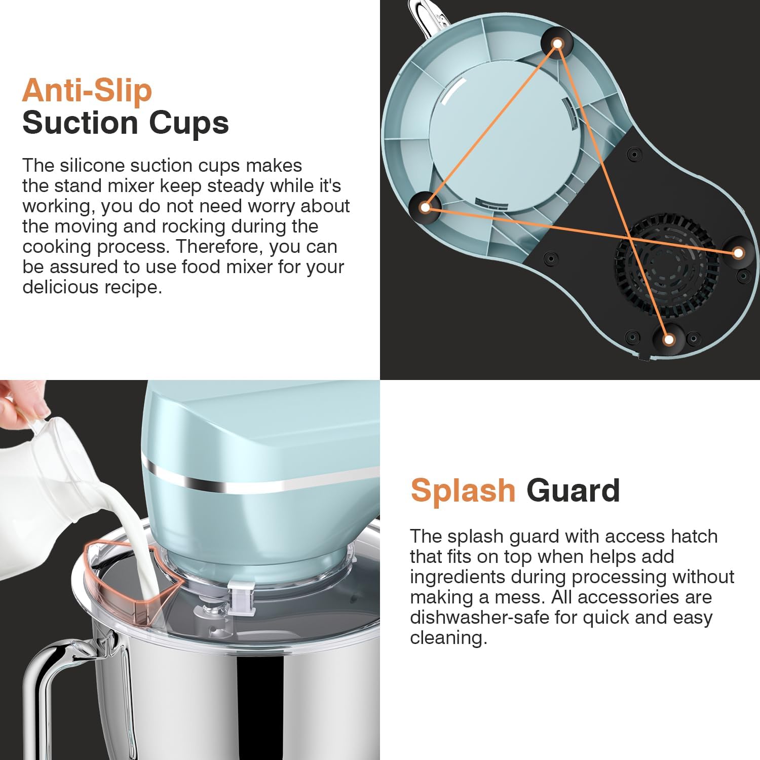 Mini Angel Stand Mixer,10-Speed Kitchen Electric Mixer,Tilt-Head Food Mixer with Dough Hook, Wire Whisk, Flat Beater, Stainless Steel Bowl (Blue2, 5QT)