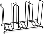 Wire Frame Cup and Lid Organizer, 3 Compartment Metal Rack Design Storage Holder for Plastic, Coffee Beverage Cups