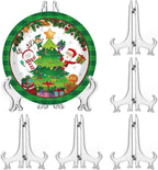 6 Pack 9 Inch Clear Plastic Easels or Stand/Plate Holders to Display Pictures or Other Items at Weddings, Plate Stands for Home Decoration, Birthdays, Tables