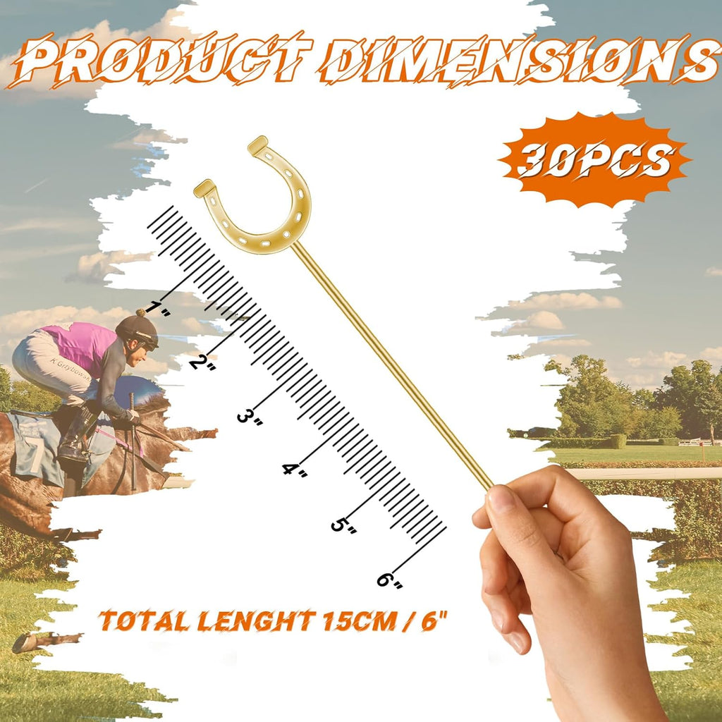 6 Inch Derby Drink Plastic Stirrers Swizzle Sticks for Cocktails Coffee Reusable U Shaped Horseshoe Drink Stirrers for Coffee Beverage Party Bar Weddings Events(Gold,silver,30 Pcs)