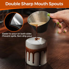 YARRAMATE 2Pcs Stainless Steel Espresso Shot Cup, Double Spout Metal Espresso Measuring Cup with V-Shaped Mouth, Espresso Accessories, 3.4OZ/100ML (Black)