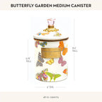 MACKENZIE-CHILDS Butterfly Garden Enamel Canister, Pretty Kitchen Storage Container with Lid, Medium