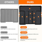 Large Utensil Drawer Organizer Expandable Silverware Organizer for Kitchen Drawer Adjustable Cooking Utensil Holder Cutlery Flatware Tray Spatula Tools Gadgets Storage Dividers Plastic Black