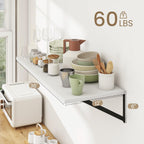 Dreamland Deep Floating Shelves for Wall, White Wood Wall Mounted Shelves, Large Floating Shelf 12 * 36 inch Set of 2 for Bookshelf Living Room Bedroom Home Office Bathroom