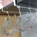 Adjustable Mug Holder Under Cabinet - Coffee Cup Holder with 8 Mug Hooks Under Shelf - White - Space Saving and Versatile
