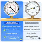 MEANLIN MEASURE -30inHG~0Psi Stainless Steel 1/4" NPT 2.5" FACE DIAL Vacuum Pressure Gauge, Center Back Mount, with 1/4" x 1/2" NPT and 1/4" x 3/8" NPT Hex Bushing