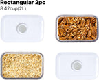 Premium Airtight Food Storage Containers, Rectangular 2PC-SET(2.11qt), Smart One-Click Seal Lid, 100% Leak Proof, Keep Food Fresh Longer, BPA-FREE, Dishwasher/Freezer & Microwave Safe