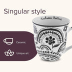Karma Gifts 16 oz Black and White Boho Mug Rainbow - Cute Coffee and Tea Mug - Ceramic Coffee Mugs for Women and Men, 4.25" x 3.7"