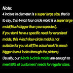 【300+ Design Optional】 Fuehbur 4 inch 4-Circles Car Freshie Mold, Four-Circle Round in 4 Cavity Silicone Soap Resin Molds, Super-Large Mould