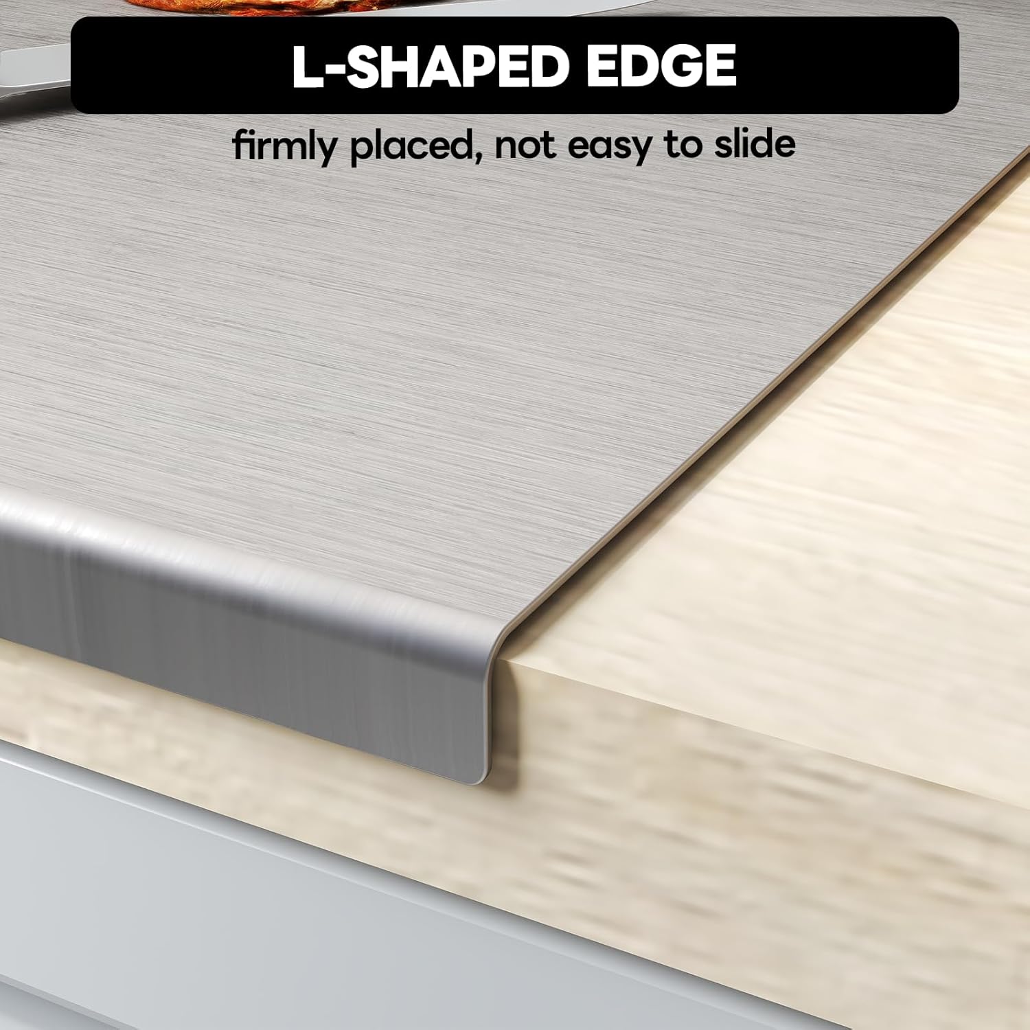 Stainless Steel Cutting Board with Lip 31.5" L X 22.8" W Large Cutting Board Metal Baking Board Non Stick Thick Board with Rolling Pin for Meat Fruits Vegetables Bread and Baking