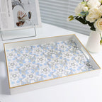 Rectangle Serving Tray with Handles, Coffee Table Tray for Ottoman, Organizer Vanity Tray for Living Room, Outdoor Tray for Patio Entertaining, Serving reakfast Kitchen Platter LEE3040BLH