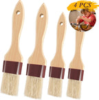 Pastry Brushes for Baking Basting Brush with Boar Bristles and Beech Hardwood Handles Culinary Oil Brush for Barbecue Butter Grill BBQ Sauce Baster Marinade Kitchen Food Cooking Brushes (1/1.5-4PCS)