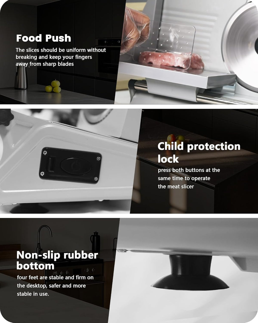 Meat Slicer Machine for Home, 200W Electric Deli Food Slicer with 2 Removable 7.5" Stainless Steel Blades & Tray, Adjustable Thickness, Child Lock Protection, Easy to Clean for Meat, Bread, Cheese