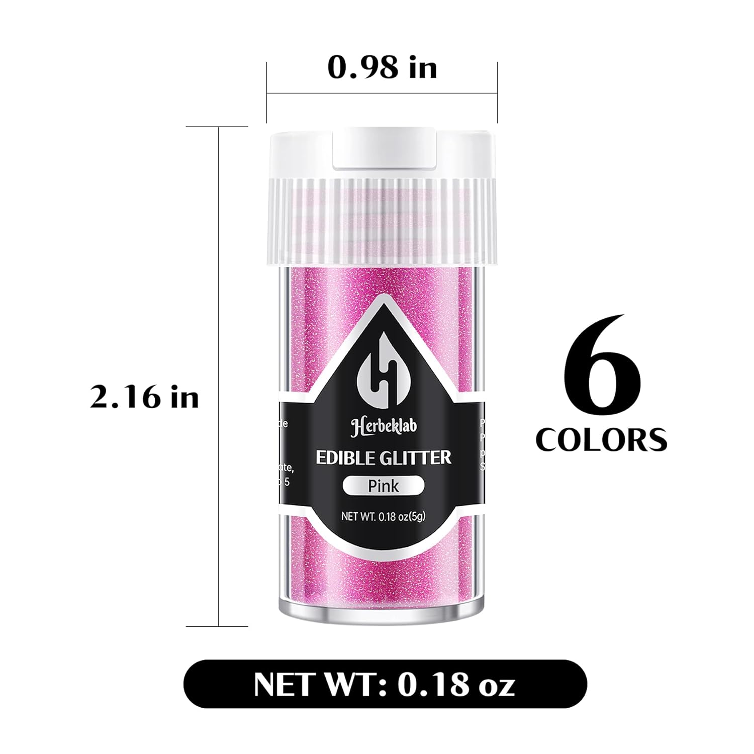 Edible Glitter for Cocktails - 6 Colors Luster Dust Edible Drink Glitter Food Grade Metallic Shimmer Powder Cake Sprinkles for Beverage Chocolate Candy, 5g/Bottle