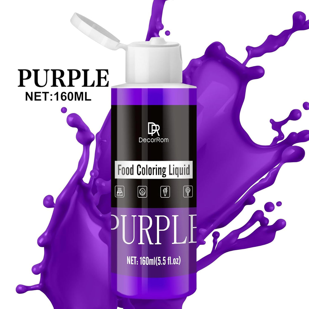 Food Coloring - Vibrant Liquid Icing Food Coloring Set for Baking, Cake Decorating, Easter Egg, Airbrush - Tasteless Food Color Dye for Fondant, Slime, DIY Crafts - 5.5 Fl.oz / 160ml Each (Purple)