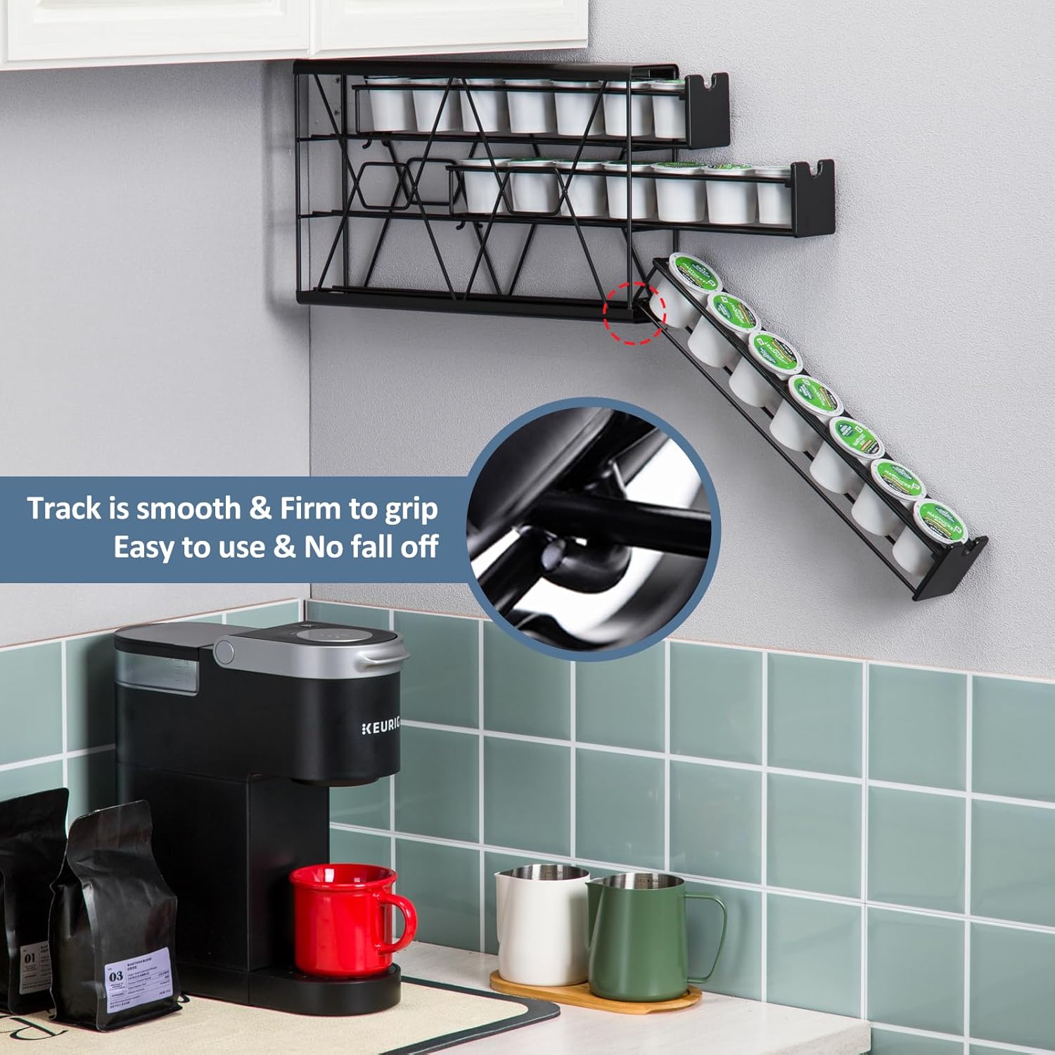 ZCDCP for K Cup Coffee Pod Holder, K Cup Holder Drawer Wall Mounted Coffee Pod Organiser (Holds 21 Coffee Pods)
