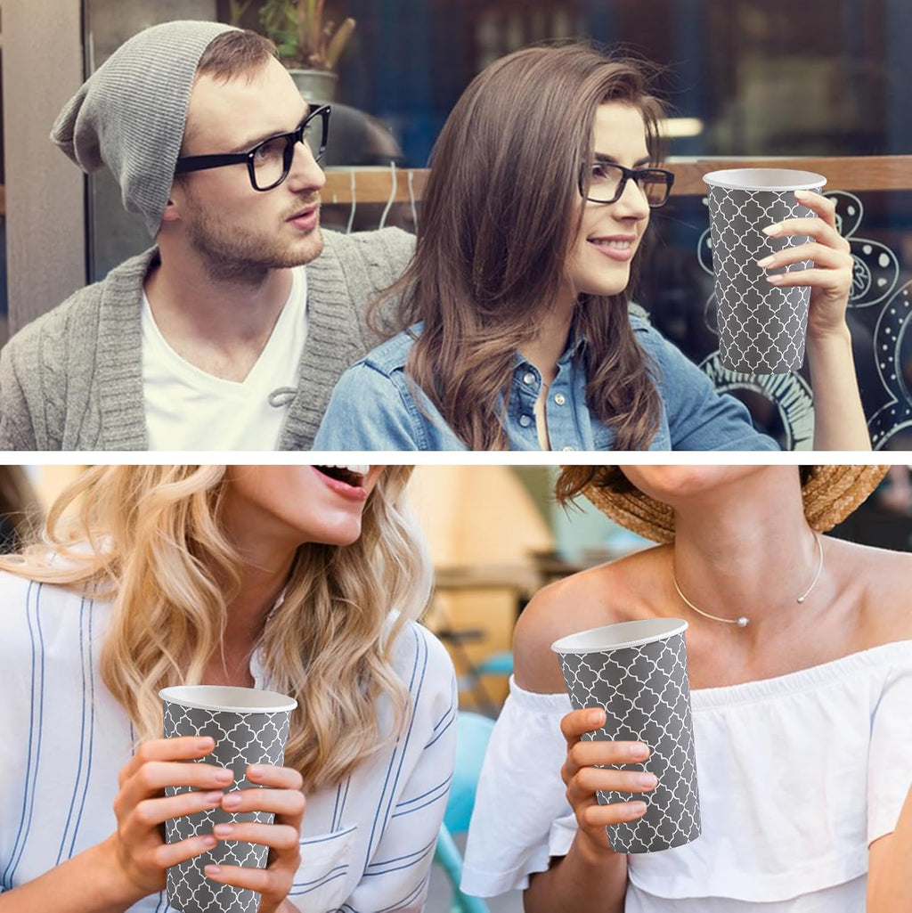 Lamosi Coffee Cups 16 oz 180 Pack, Disposable Coffee Cups, Disposable Cup,16 oz Hot Cup, Paper Insulated Cup for Cold Hot Drinks (No Lids)