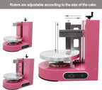 TECHTONGDA Cake Decorating Coating Machine Cream Spreading Automatic Frosting Turntable with Graduated Scraper 60-320RPM Rotating Speed for 4-12inch Cakes Pink