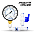 MEANLIN MEASURE 0-160Psi Well Pump Pressure Gauge 1/4" NPT 2" FACE DIAL for Air Compressor RV Regulator Water Pressure Tester Back Mount, with Teflon Tape