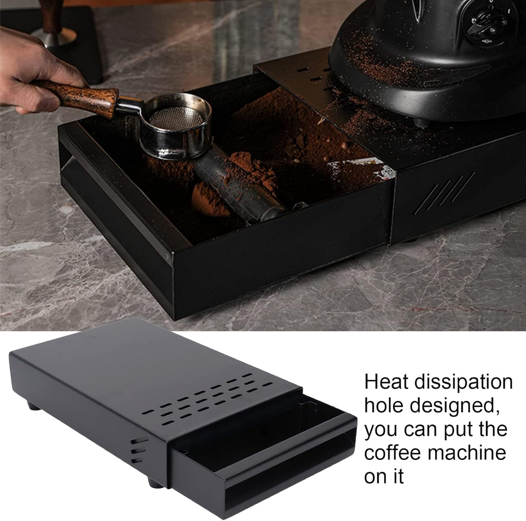 Stainless Steel Coffee Knock Box Drawer With Non Slip Feet, Rubber Lever Coffee Machine Drawer For Household Shop Knockbox With Drawer Coffee Knockout Drawer(Black)