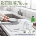 Large Stone Drying Mat for Kitchen Counter, 24" × 16" Diatomite Dish Drying Mat, Quick Dry Stone Mats, Ultra Absorbent Natural Diatomaceous Earth Mats for Dished, Bottles, White Marble