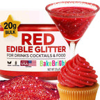 Bulk 20g Red Edible Glitter for Drinks | Premium Edible Glitter for Cakes, Cocktails, Red Cake Decorating Decorations Food Grade, Vegan, Kosher, Halal, Gluten Free - Made in USA