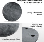 Koville African Natural Marble Cutting Board for Kitchen, 11inch Round Hand Crafted Marble Slab for Cheese, Charcuterie, Pastry Board - Wedding Gift, House Warming Gift(Rhino Grey)