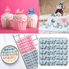 Baby Chocolate Mold Set Silicone Baking Molds with Footprint, Stroller, Reusable for Newborn Cakes, Diaper Party Treats Baby Favors - 2 Pack