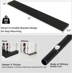 Floating Shelves for Wall, Large Wall Mounted Shelves with Invisible Brackets, Long Wood Floating Shelf for Living Room, Bedroom, Kitchen, (Black, 72" W x 9" D x 1.5" H)