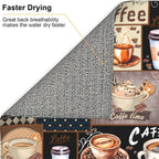 Boho Coffee Dish Drying Mat, Highly Absorbent Microfiber Kitchen Counter Pad Reusable Washable, 16*18"