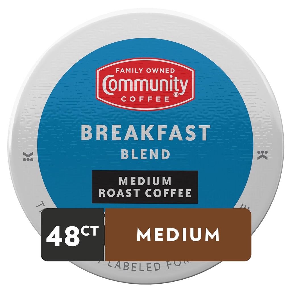Community Coffee Breakfast Blend Medium Roast Single-Serve Keurig K-Cup Pods 48 Count (Pack of 2)