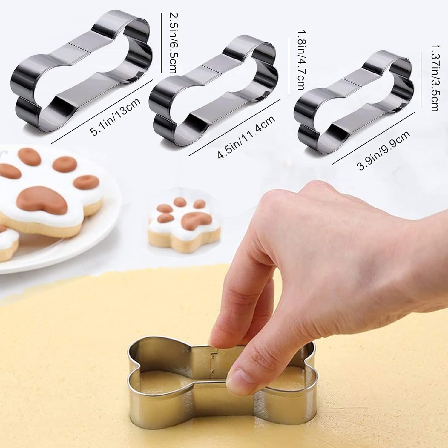 Puppy Dog Paw Bone Silicone Chocolate Moulds，Silicone Dog Treat Mold - 5 Pack