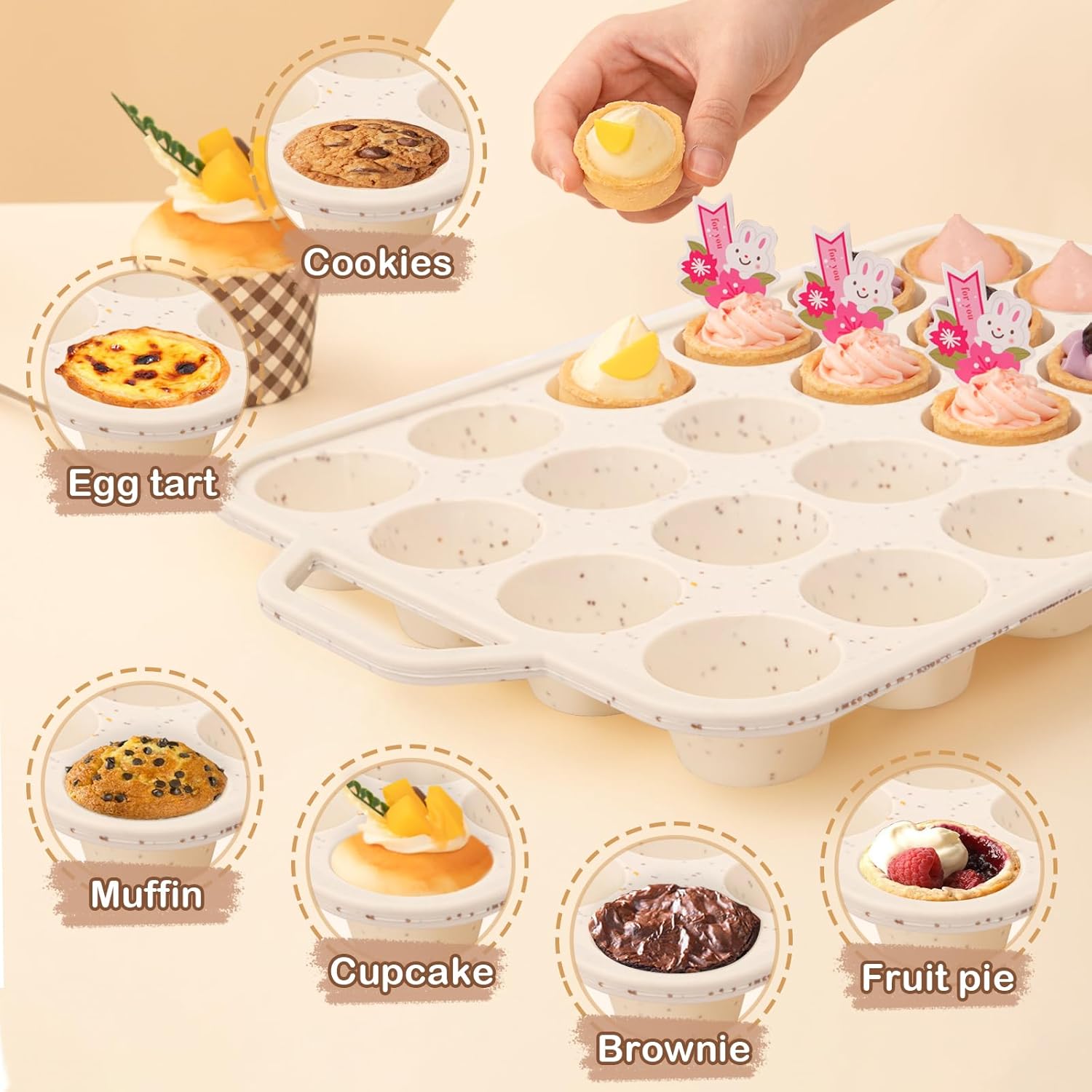 Silicone Mini Muffin Pan, 24 Cups Muffin Tin Baking Mold With Reinforced Stainless Steel Frame Inside, Nonstick Bakeware Cupcake Pan BPA Free, 2PCS