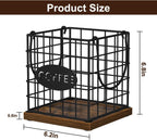 YINMIT K Cup Holder Organizer, Rustic Coffee Pod Holder Organizer, 35 Kcup Holder for Counter with Handle，Large Capacity Black Wire Coffee Capsule Basket for Kitchen Office Desktop (Square Grid)