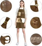 Barista Waitress Chef Cooking Aprons Waterproof Canvas Hair Stylists Apron with 3 Pockets for Women