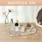 Marble Vanity Trays, Travertine Bathroom Tray, Decorative Tray for Dresser Countertop, Grey Stone Serving Holder for Kitchen, Storage Trays for Perfume, Jewelry Candle Organizer