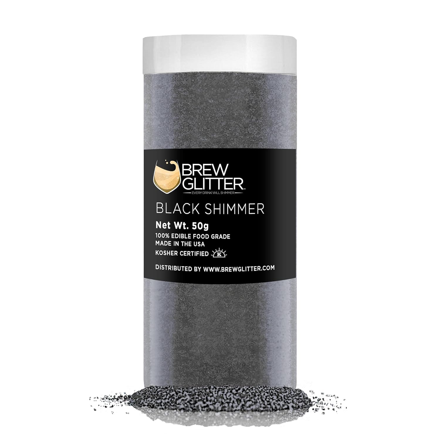 Black Shimmer BREW GLITTER Edible Glitter For Drinks, Cocktails, Beer, Garnish Glitter & Beverages | KOSHER & HALAL Certified | 100% Edible & Food Grade | Vegan, Gluten, Nut Free (50g, Black Shimmer)