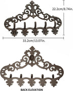 Sungmor Cast Iron Rustic Coat Hook Hanger with 5 Hooks - Practical Iron Storage Organizer/Wall Hooks Hanging Rack - Pretty Pattern Charming Wall Decor for Keys Clothes Hats