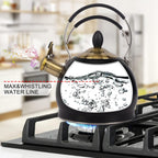 Whistling Tea Kettle Stainless Steel Teapot, Teakettle for Stovetop Induction Stove Top, Fast Boiling Heat Water Tea Pot 2.6 Quart