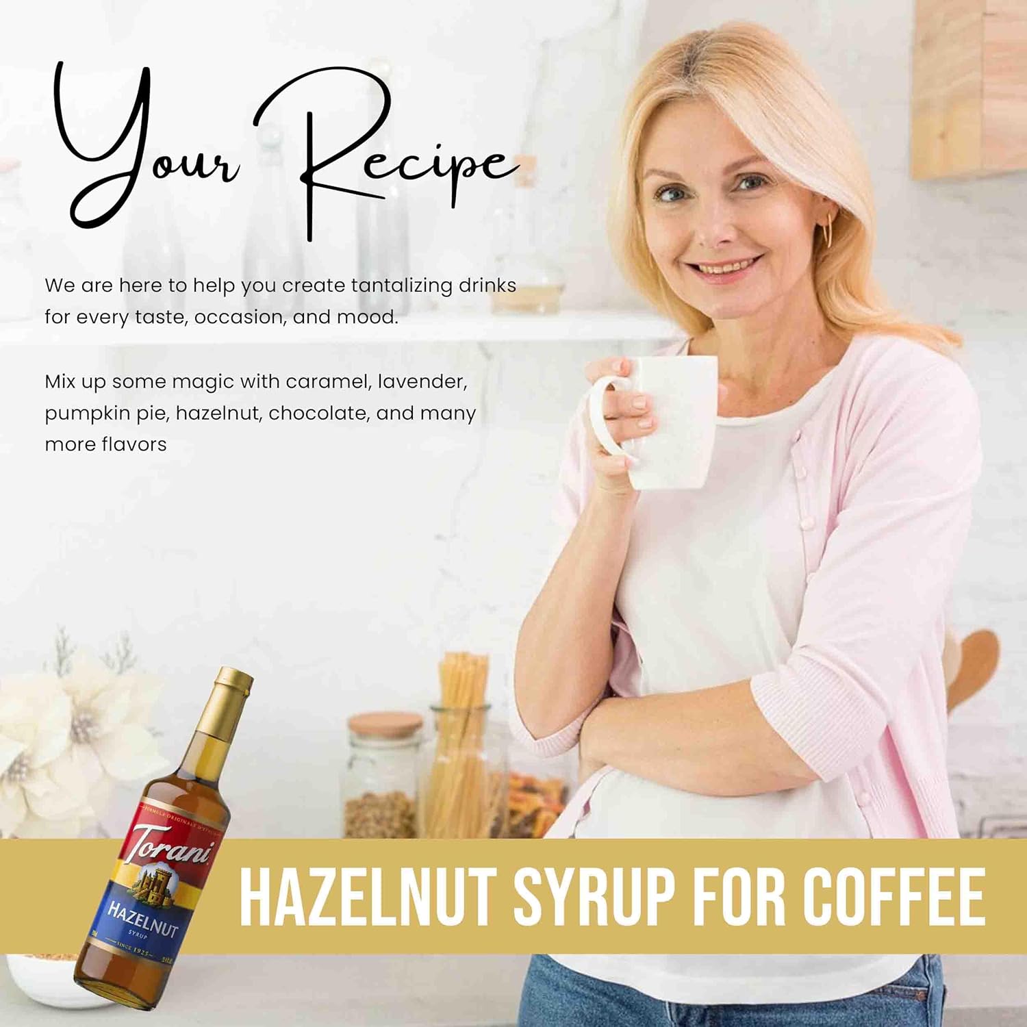 Jimoco® Syrup Pump Dispenser + Torani® Hazelnut Syrup, 25.4 oz - Coffee Syrup Pump & Flavoring Bundle