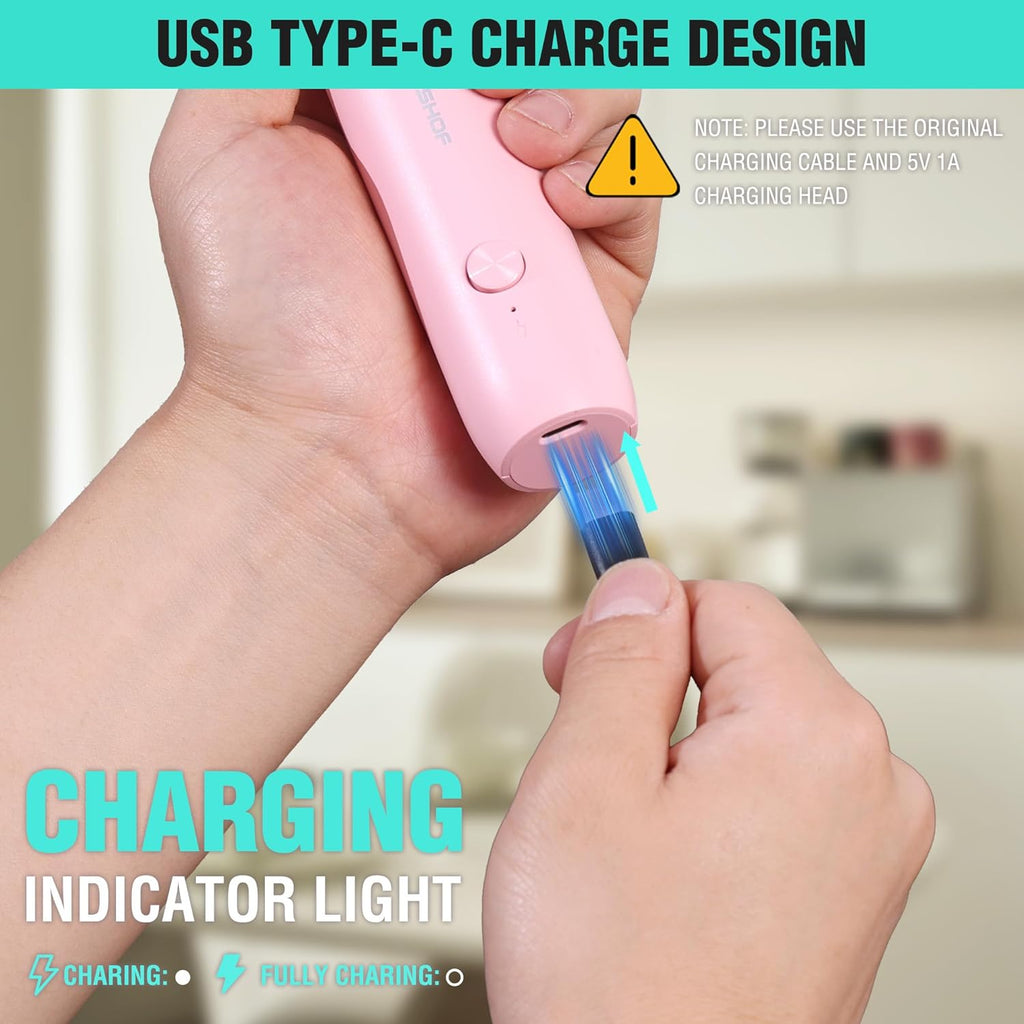 HAUSHOF Powerful Rechargeable Milk Frother Wand with Stand, Handheld Electric Foam Maker, Drink Mixer with Detachable Stainless Steel Whisk for Coffee Latte, Cappuccino, Matcha, Pink