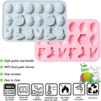 2 Pcs Easter Silicone Chocolate Molds, 18 Cavity Mini Bunny Egg Candy Molds Design for Making Jellies, Soft Candy, Ice Cubes, Wax Melts, Soaps, Resin etc Cake Decoration
