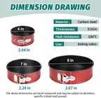 SHIKORI Cake Pan Set for Baking, Non-Stick Springform Pans Set of 3 (4, 7, 9 inch), Round Cake Pans,Cheesecake Pan, Leak-Proof Cake Pans with Removable Bottom (Red Set-3 Pcs)