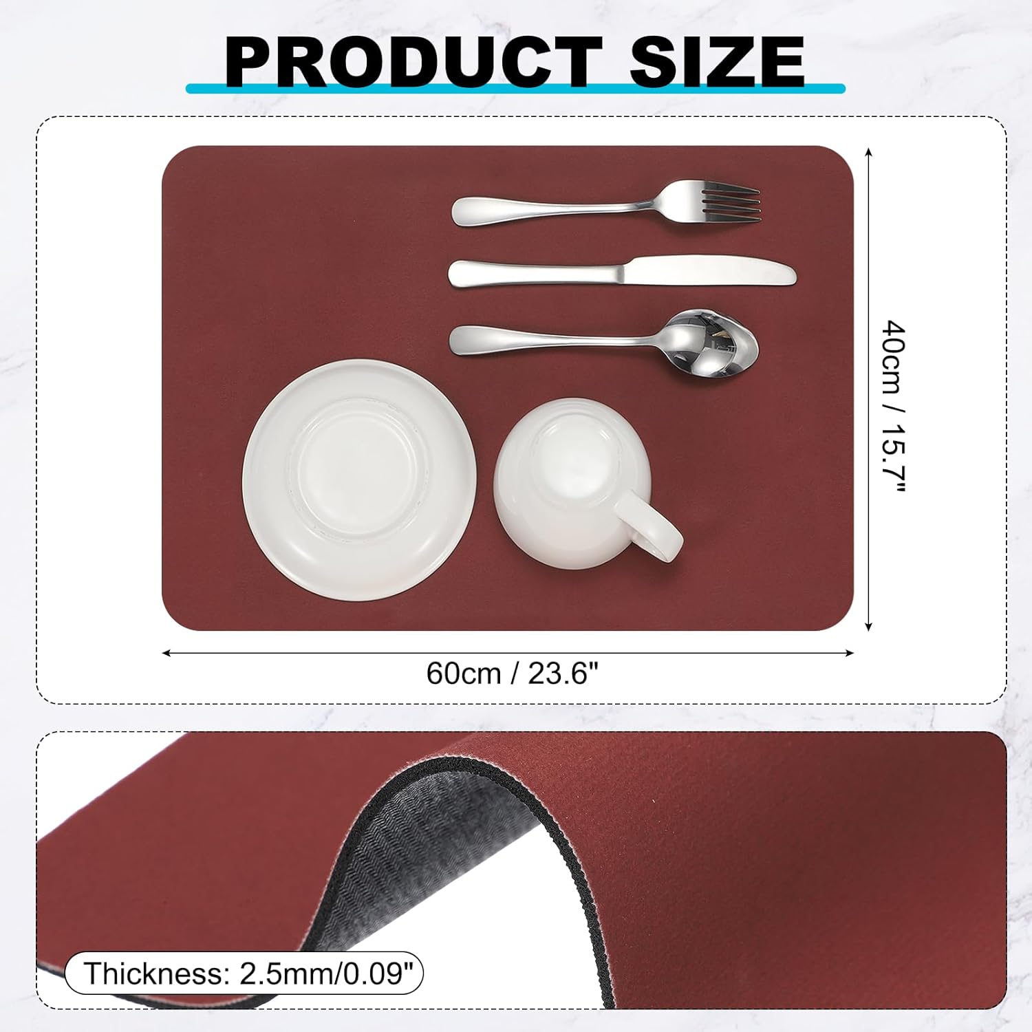 uxcell Silicone Mats for Kitchen Counter, 23.6" x 15.7" Non-Slip Countertop Protector Mat Heat Resistant Coffee Mat Waterproof Table Placemat, Wine Red
