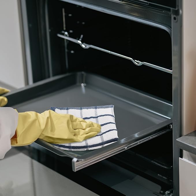 Urban Villa Dish Cloths Terry Cotton Pack of 6, Highly Absorbent Quick Drying Super Soft Premium Dish Towels for Kitchen with Hanging Loop Hand & Tea Towels - 12x12 Inch, (Blue & White, Checks)