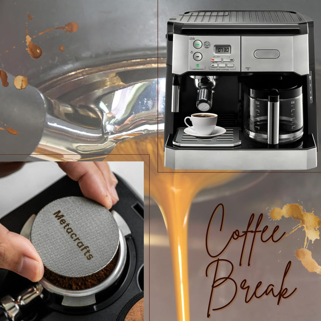 Espresso Portafilter 51mm Bottomless - Compatible for 51 mm Delonghi EC0680, E0685, SMEG & EUPA Coffee Machines - Open, Naked, Flat - Stainless Steel Filter Basket & Puck Screen Included (Black)