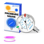 MEANLIN MEASURE 0~5000Psi Liquid Filled Pressure Gauge Stainless Steel 2.5" FACE DIAL 1/4" NPT 316 Stainless Steel Joint for WOG Water Oil Air Lower Mount, with 2PCS Snaps