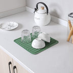 Silicone Dish Drying Mat for Multiple Usage,Easy clean,Eco-friendly,Heat-resistant Silicone Mat for Kitchen Counter or Sink,Refrigerator or Drawer liner Green M 12 inches x 12 inches