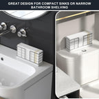 Wican Vertical Stance Bathroom Napkin Holder Takes Up Less Space for Small Guest Bathroom Oak and Iron Towel Tray for Powder Room Wooden Basket for Disposable Paper Hand Towels Silver and Matte White